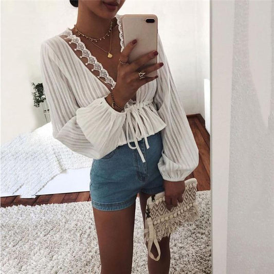 Blusa Plissada Manga Bufante - Boutique da Beleza