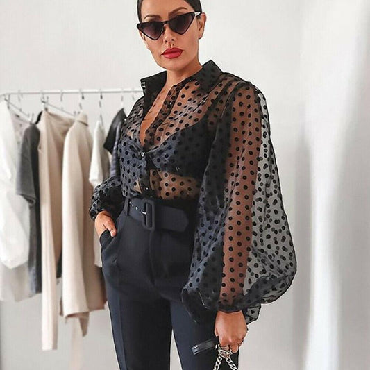 Camisa Feminina Transparente Manga Comprida - Boutique da Beleza