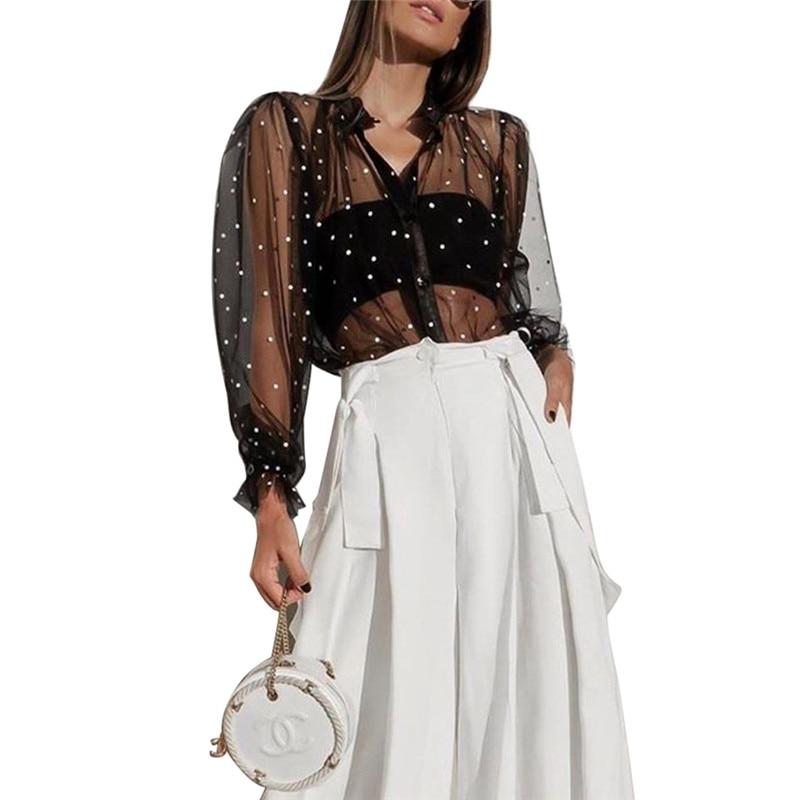 Camisa Feminina Transparente Manga Comprida - Boutique da Beleza