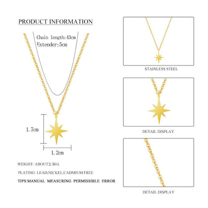 Colar Pingente Estrela de Oito Pontas - Boutique da Beleza