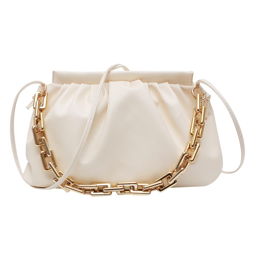 Crossbody Franzida | Bolsa Crossbody Franzida com Alça de Correntes - Boutique da Beleza