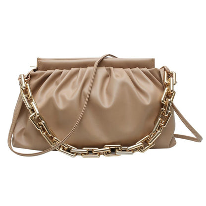 Crossbody Franzida | Bolsa Crossbody Franzida com Alça de Correntes - Boutique da Beleza