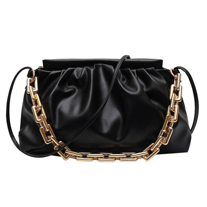 Crossbody Franzida | Bolsa Crossbody Franzida com Alça de Correntes - Boutique da Beleza