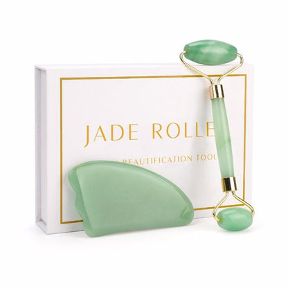 Rolo Facial e Gua Sha Quartzo Rosa e Jade - Boutique da Beleza