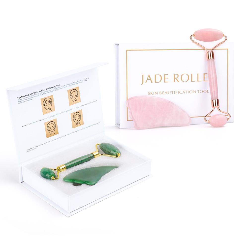 Rolo Facial e Gua Sha Quartzo Rosa e Jade - Boutique da Beleza