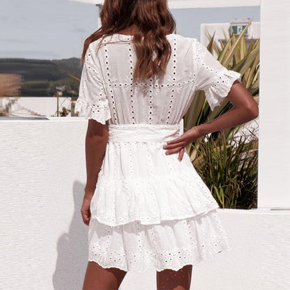 Vestido Laise Branco Babados - Boutique da Beleza